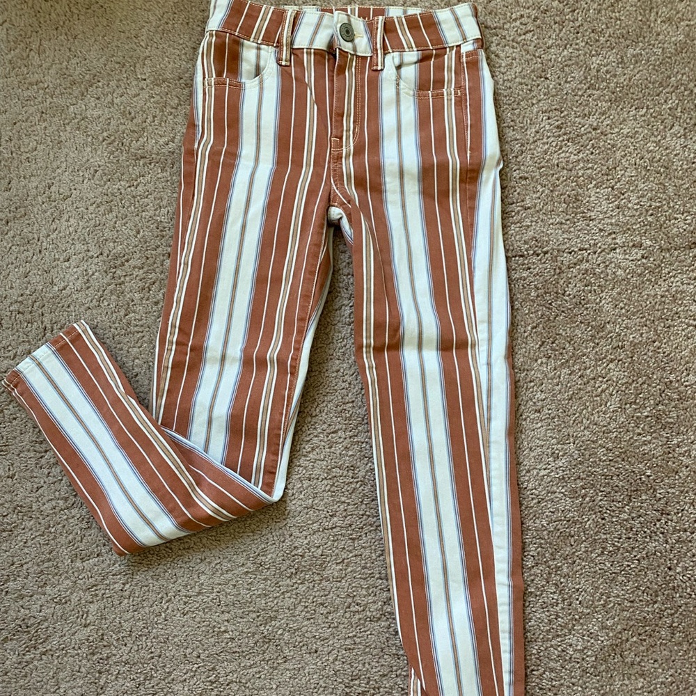 American Eagle striped skinny jeans